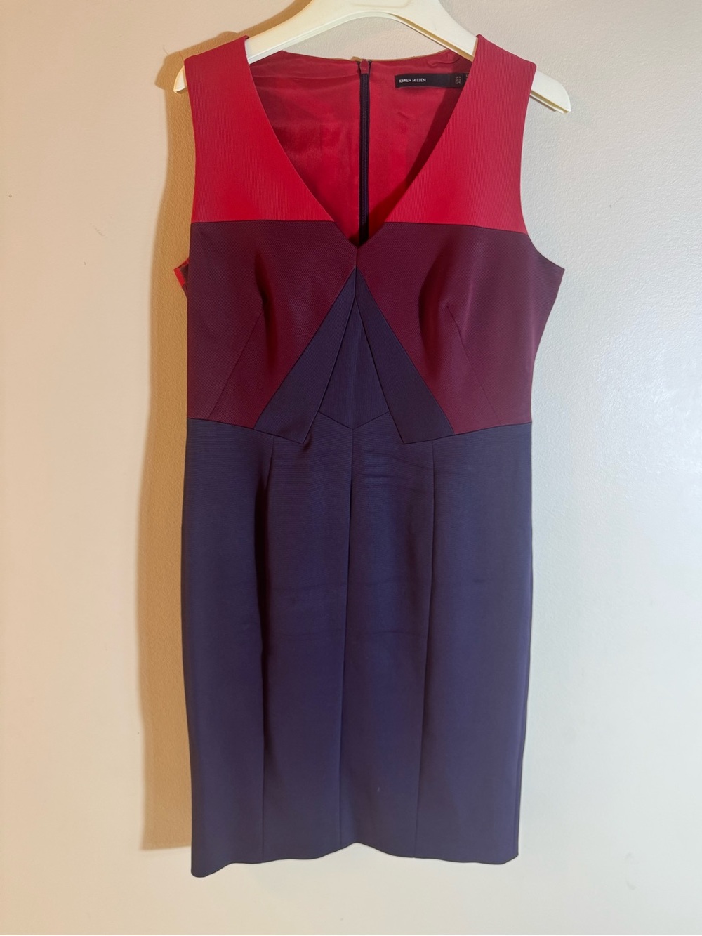 Karen Millen Colorblock Sheath Dress in Red, Burgundy and Purple